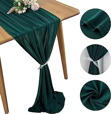 Table Runner 14" x 120" Chiffon - Emerald Green