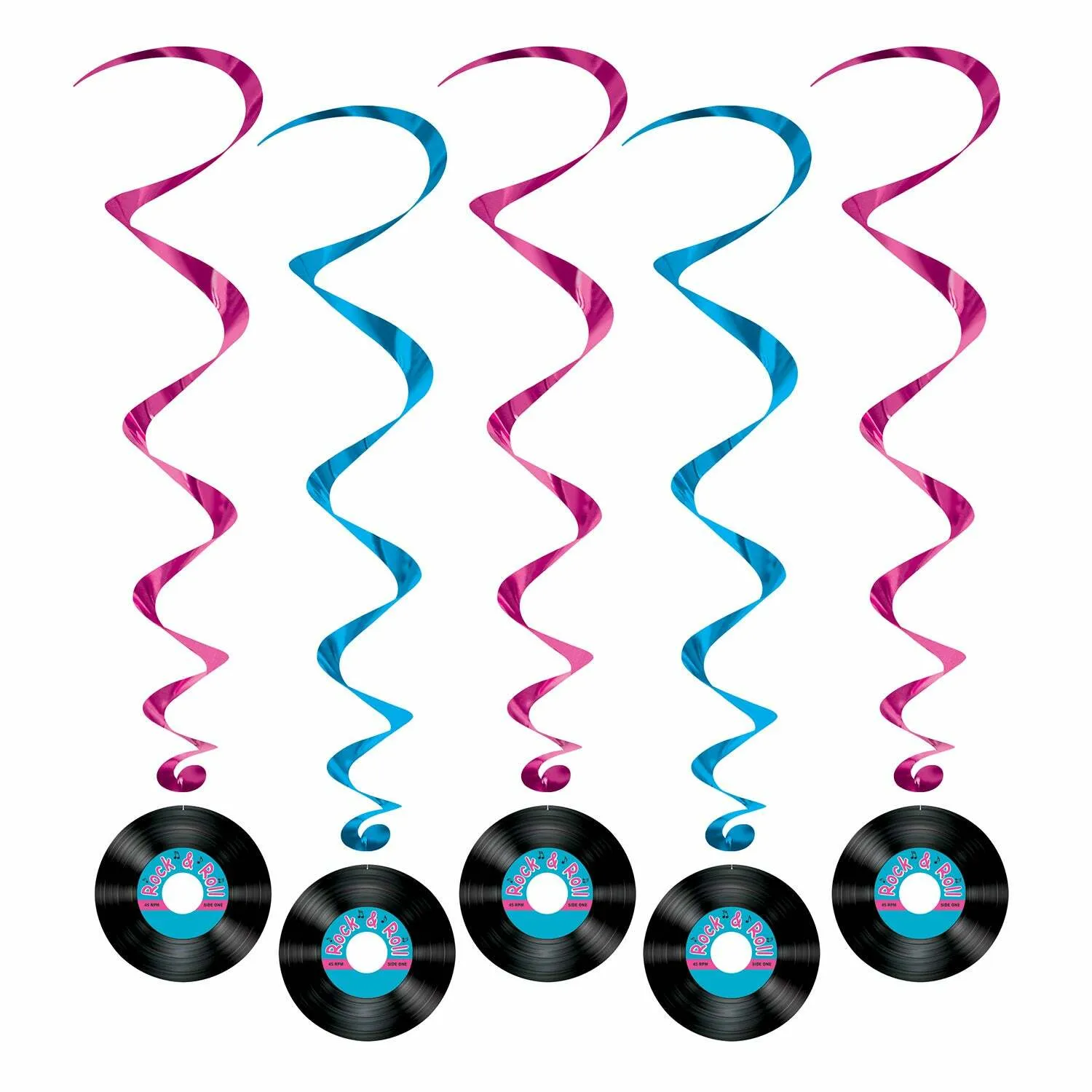 Set of 16 Hanging Rock & Roll Record Whirls
