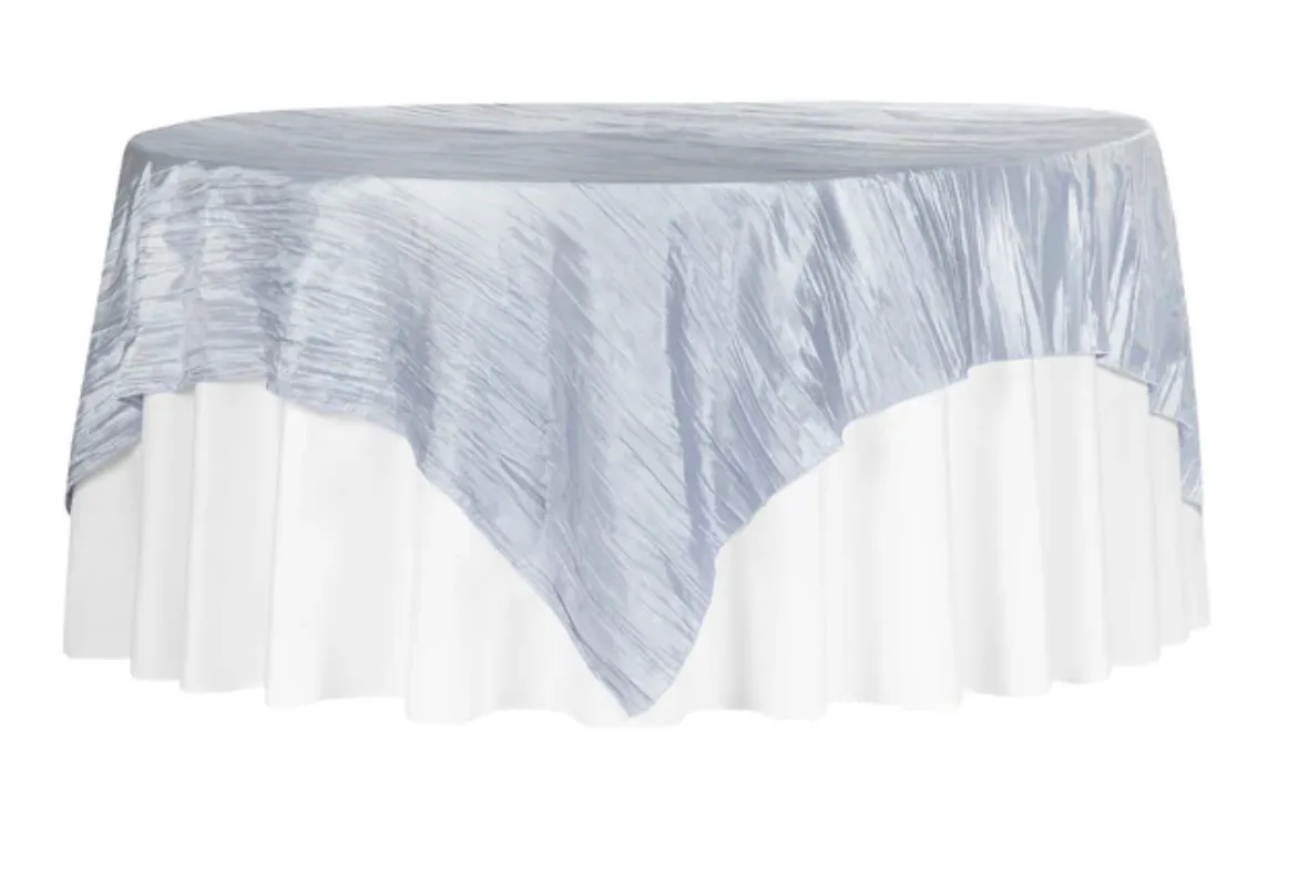 85" Crinkle Taffeta Square Overlay - Dusty Blue