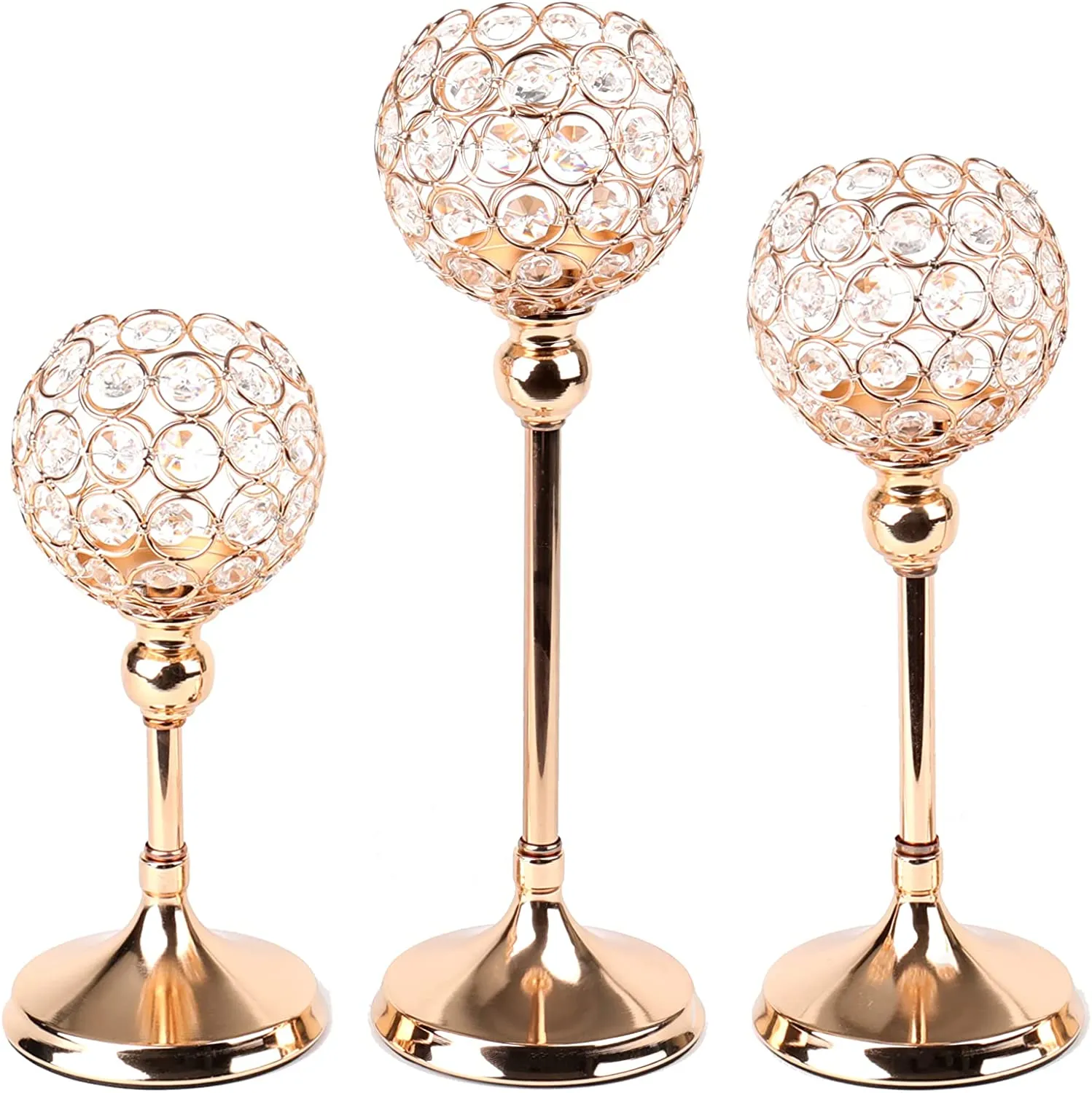Crystal 9.8" Candle Holder - Gold