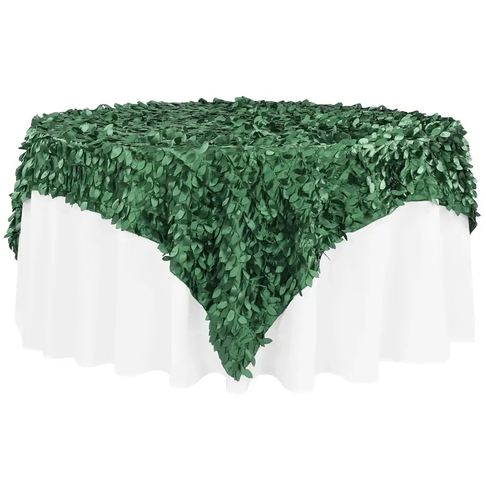 Tablecloth - Square Overlay 90" Taffeta - Green Leaf Petal