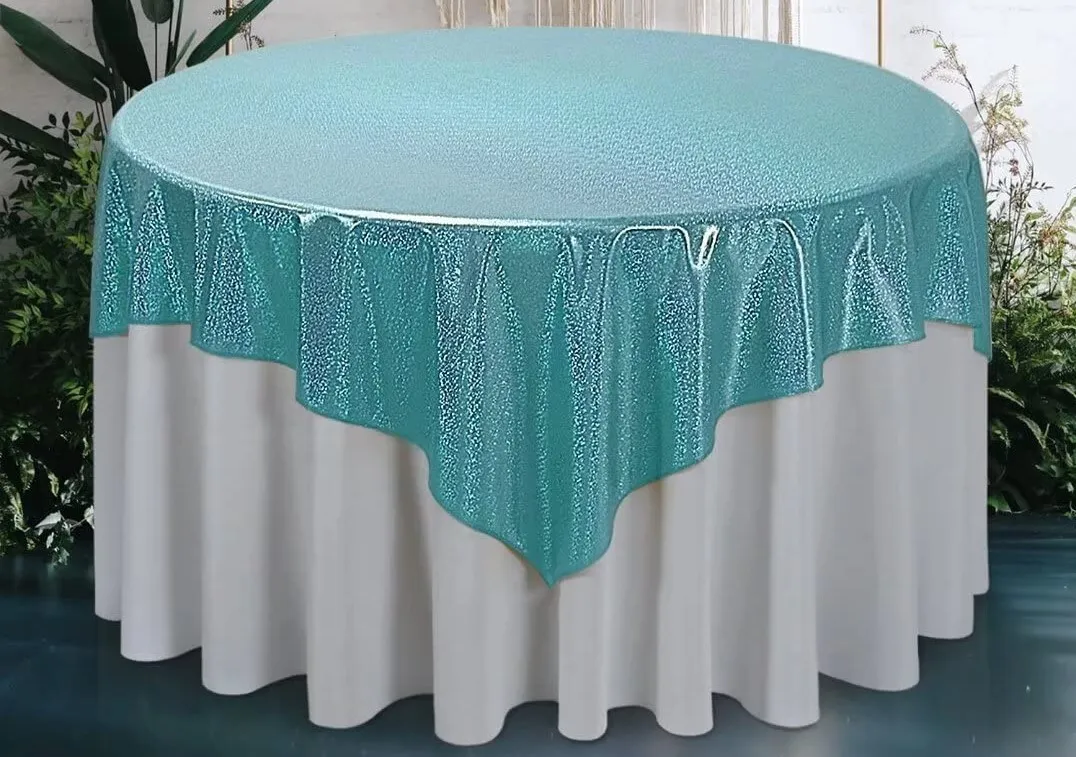 Tablecloth - Square Overlay 54" Sparkle Glitter - Teal