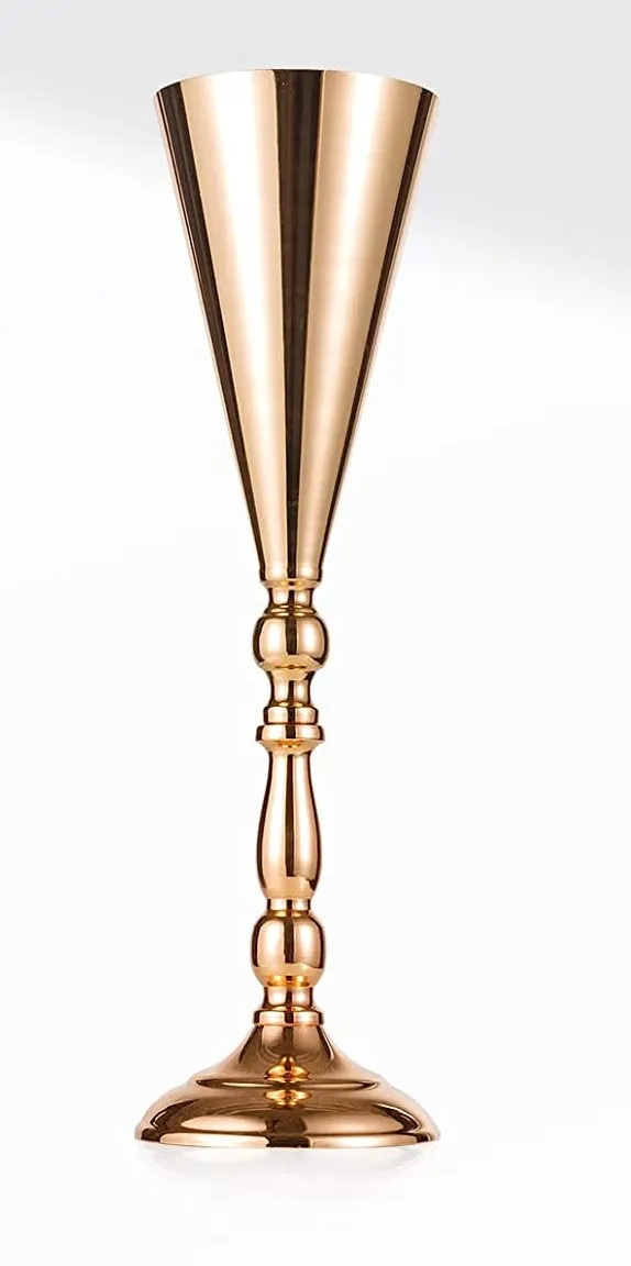 Vase - 16.5" Gold Trumpet Vase