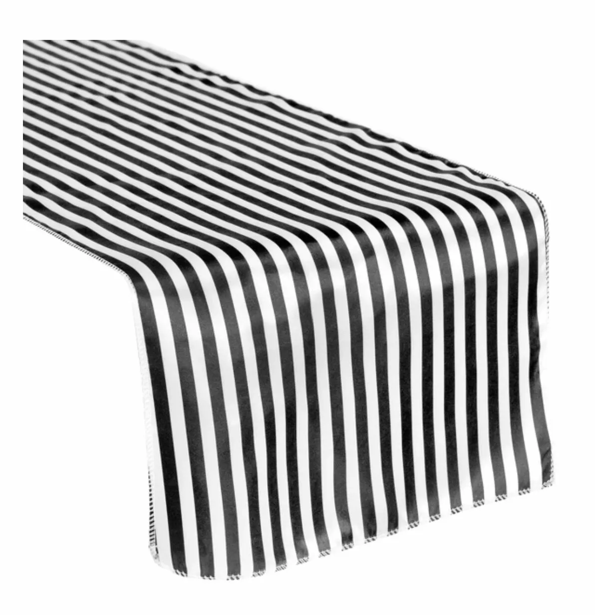 Table Runner 12" x 108" Satin - Black & White Pinstripe