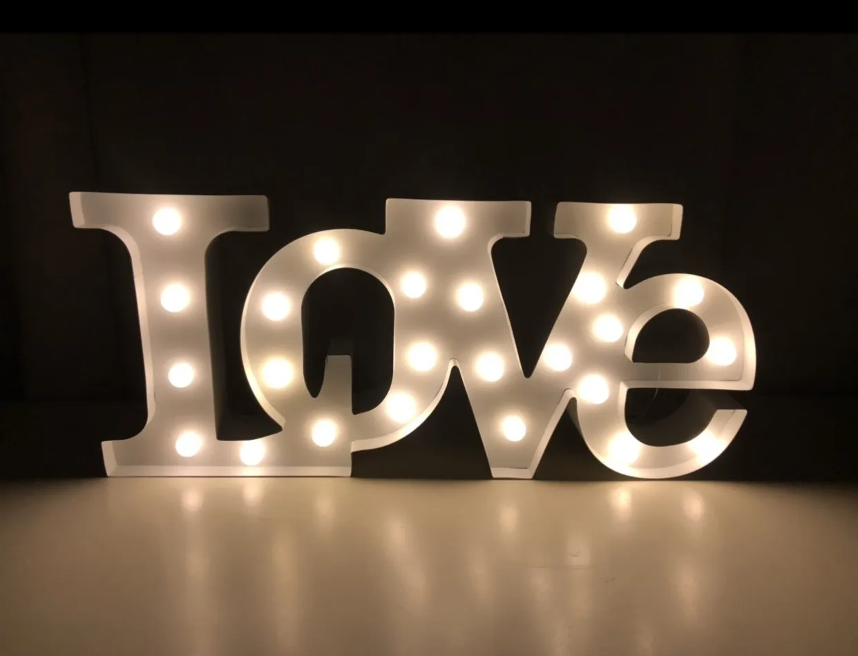 LED Marquee - White LOVE Metal Decor