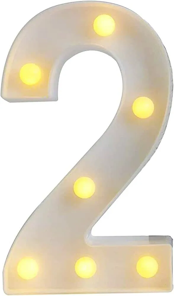 Small LED Marquee Light Up Number 2