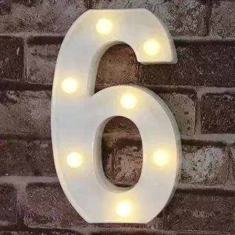 Small LED Marquee Light Up Number 6