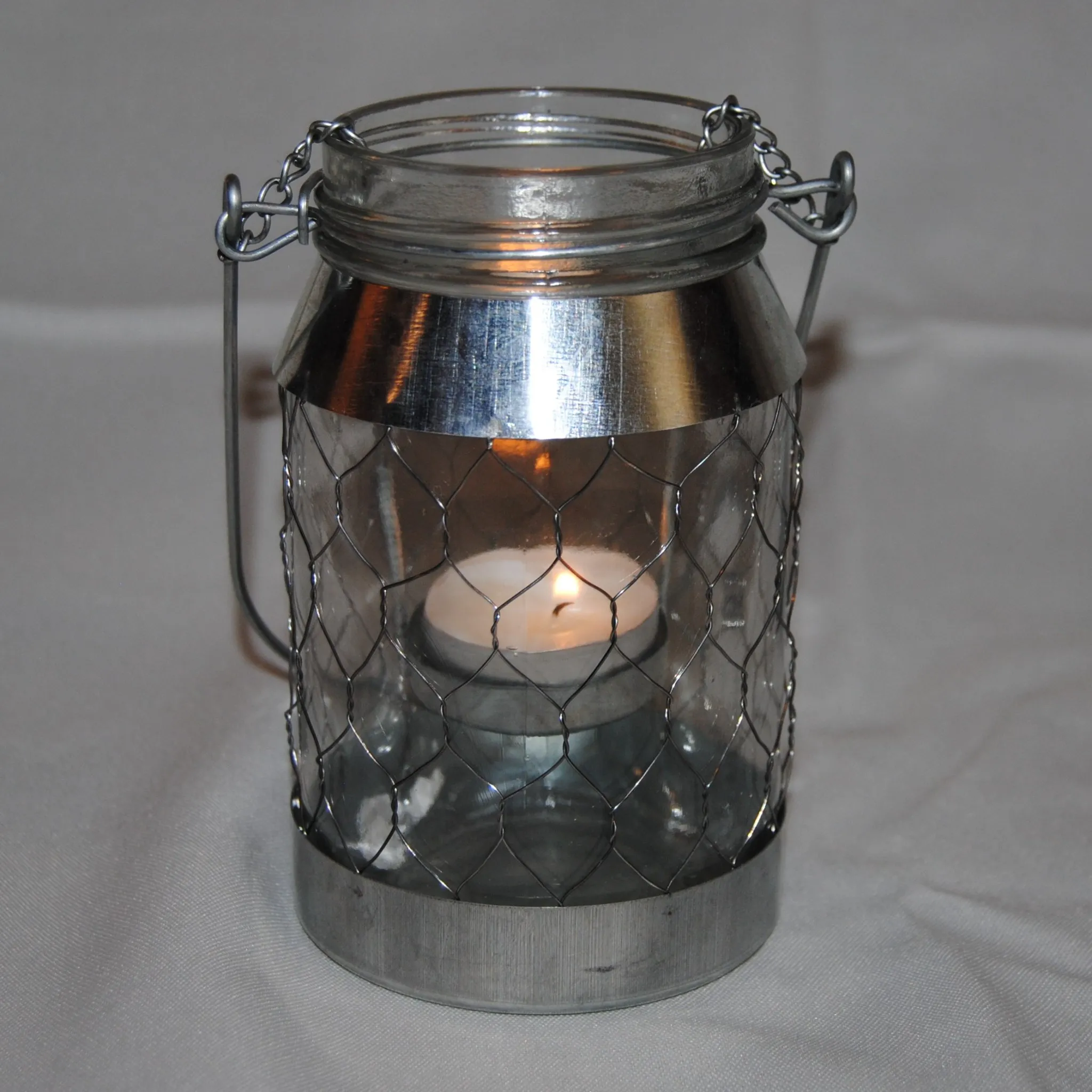 Lantern - Chicken Wire on Glass