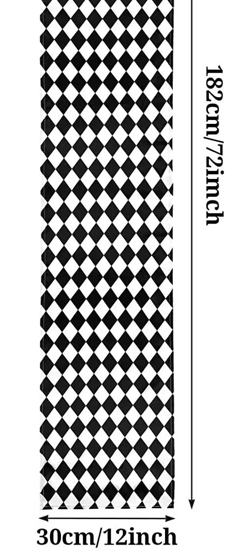 Table Runner 12" x 108" Black and White Diamond Pattern