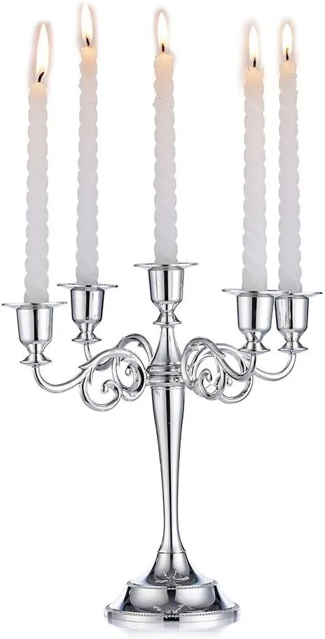 5 arm Candelabra Candle Holder - Silver
