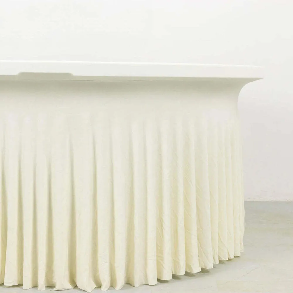 Tablecloth - 6' Spandex Round Wavy - Ivory
