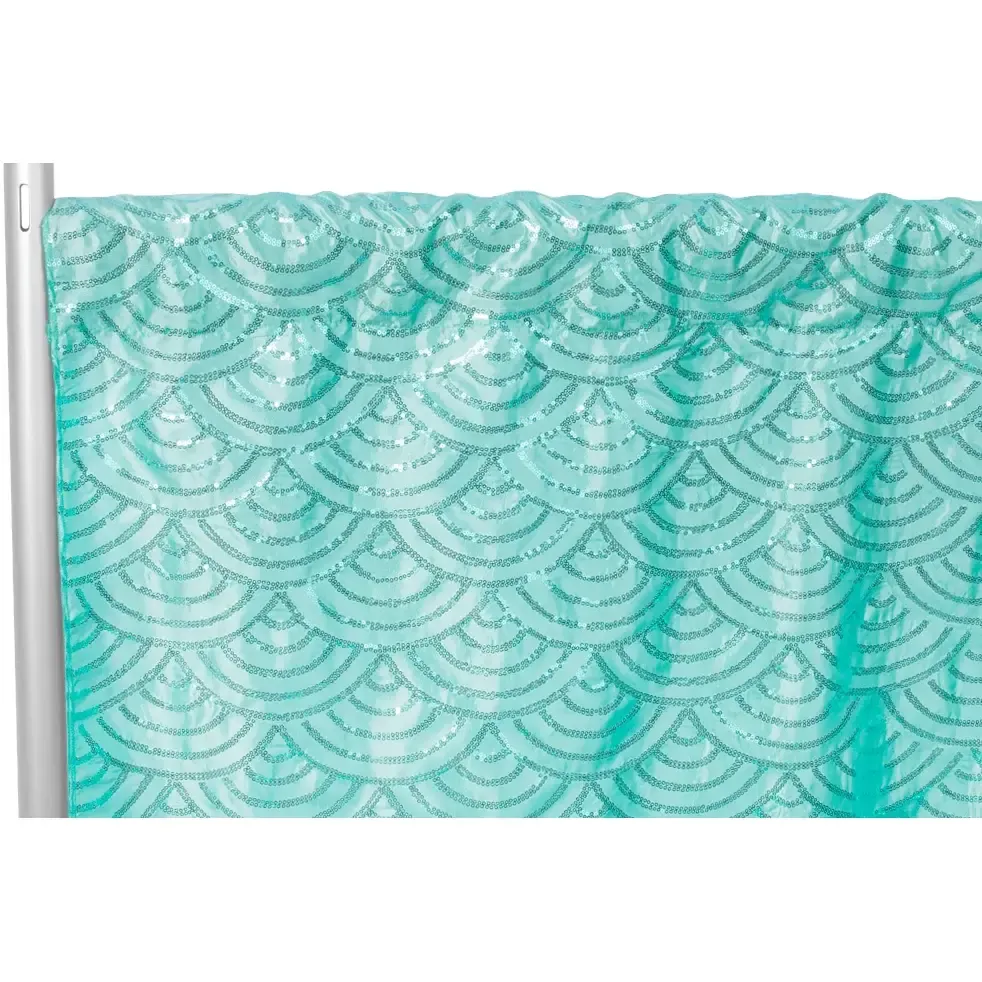 Curtain - 10' H x 52" W Sequin Backdrop - Turquoise Mermaid Scale