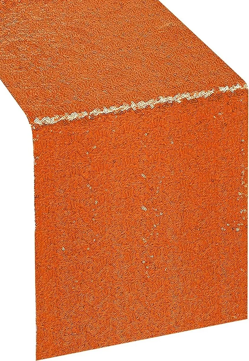 Table Runner 12" x 108" Sequin - Orange 