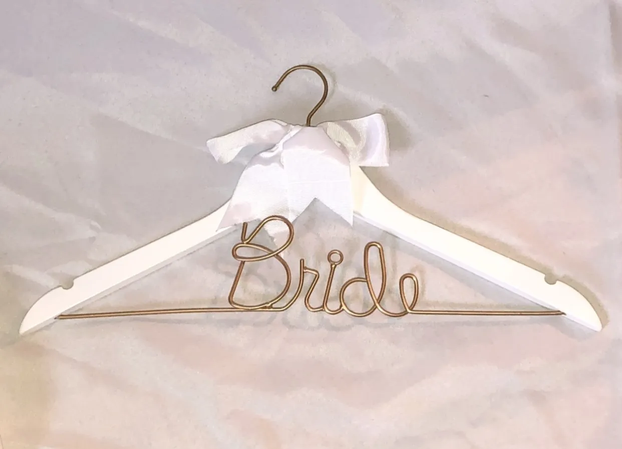 White & Gold Bride Hanger