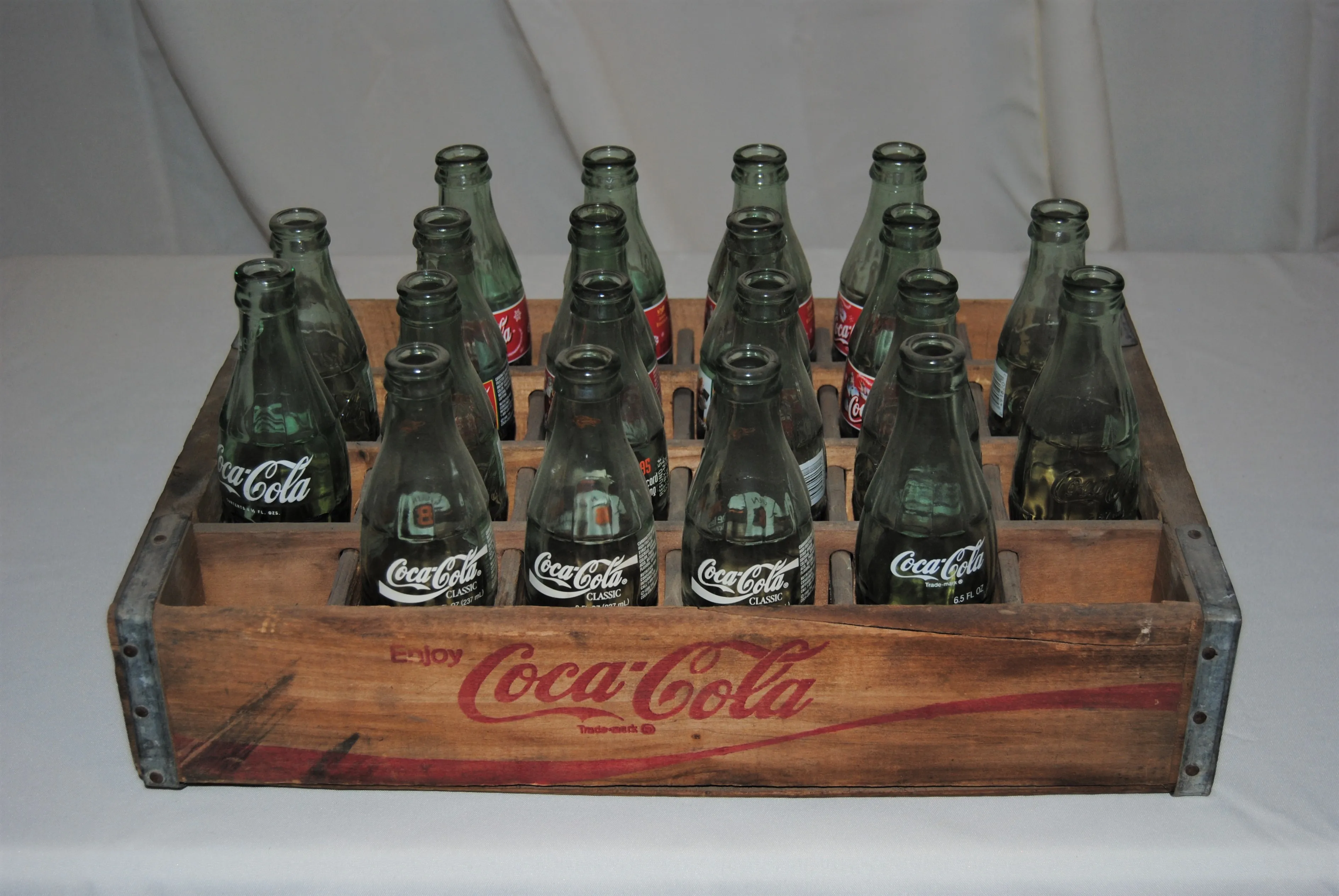 Game - Vintage Coca Cola Crate with Glass Bottles for Ring Toss