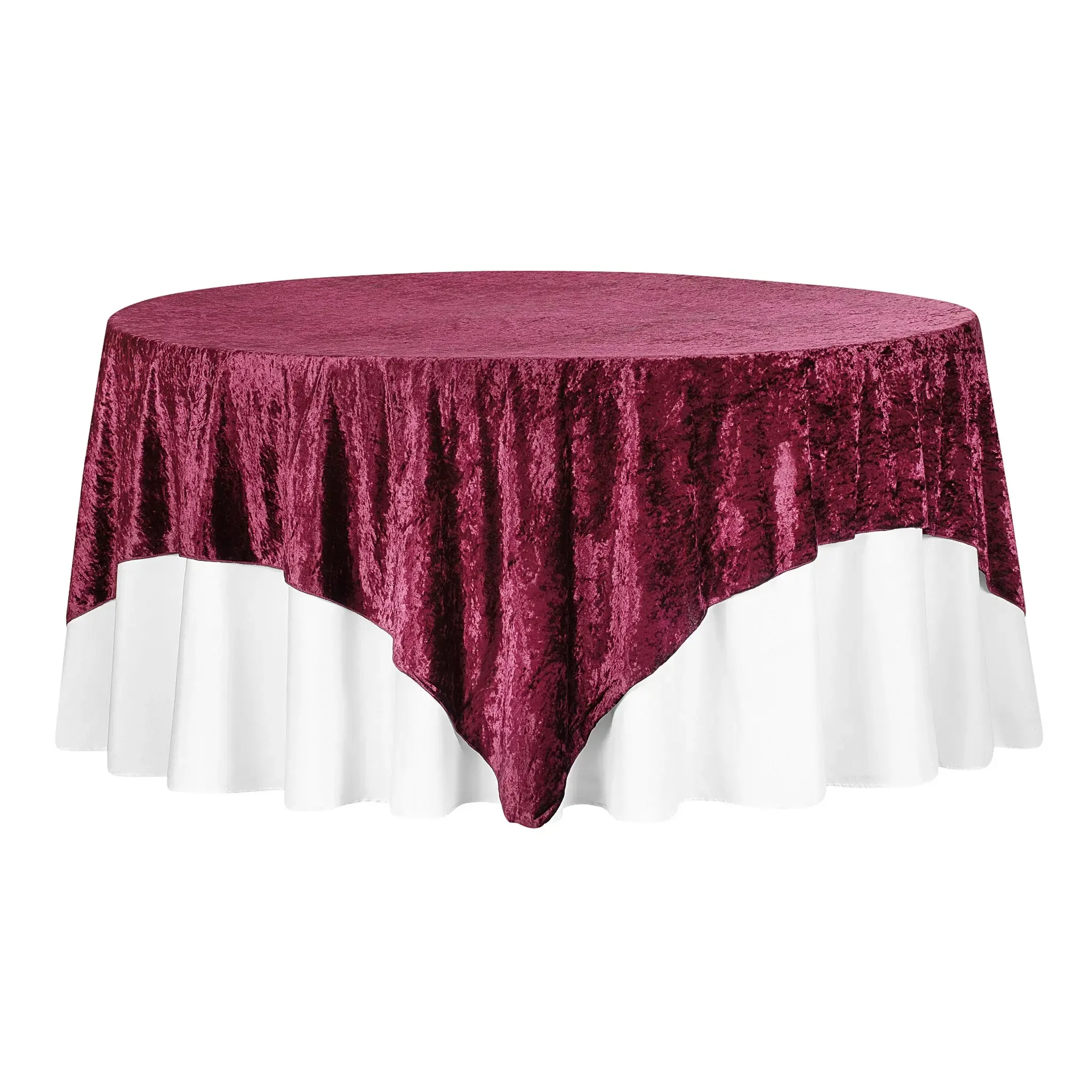 Tablecloth - Square Overlay 85" x 85" Velvet - Burgundy