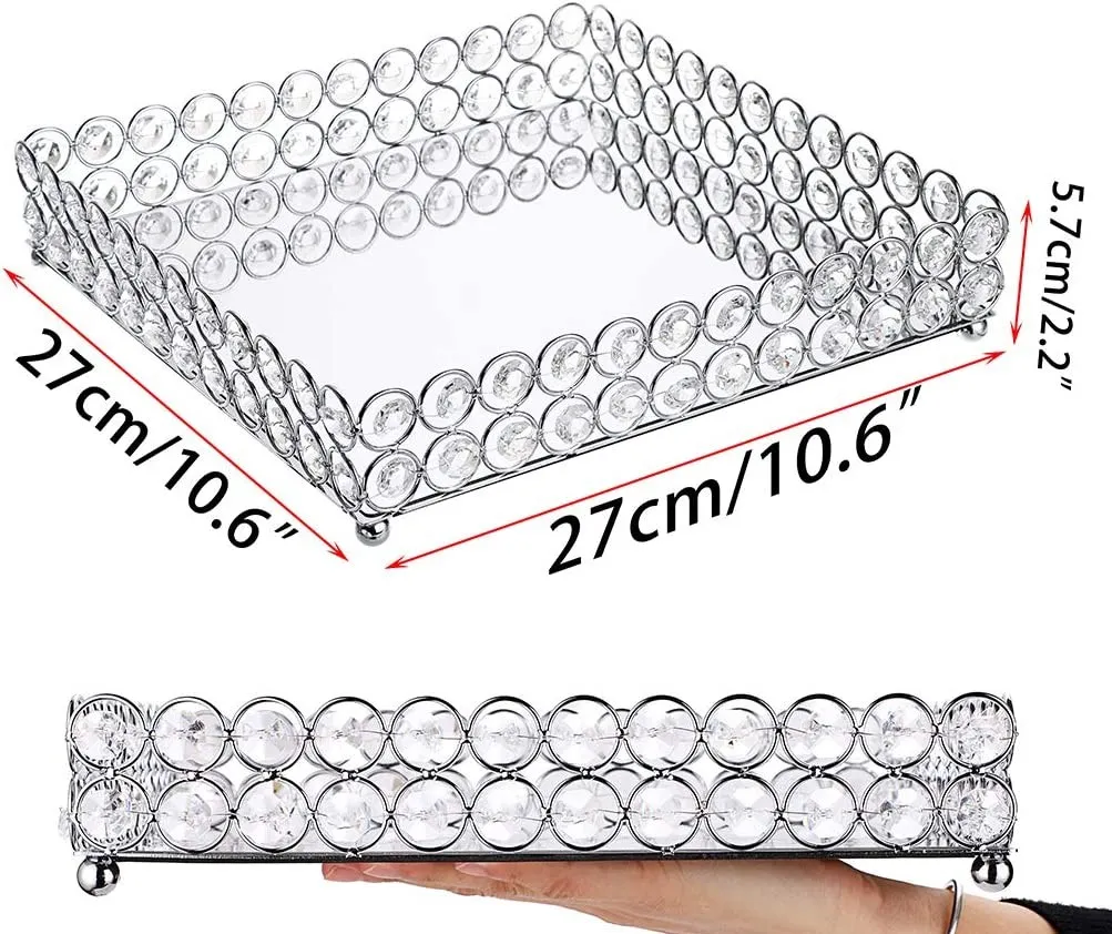 Crystal Tray 10.6" Square - Silver