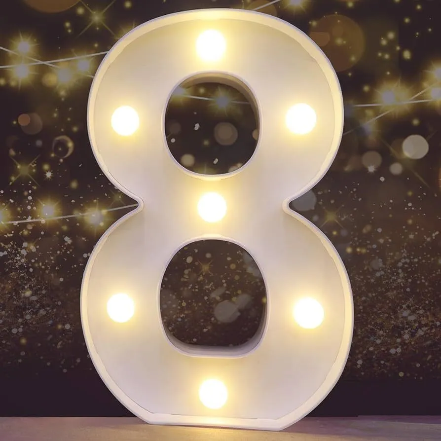 Small LED Marquee Light Up Number 8