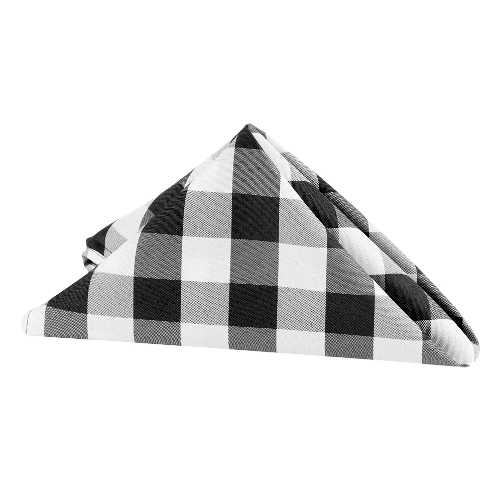 Napkin - 20" x 20" Polyester - Black & White Gingham Checkered