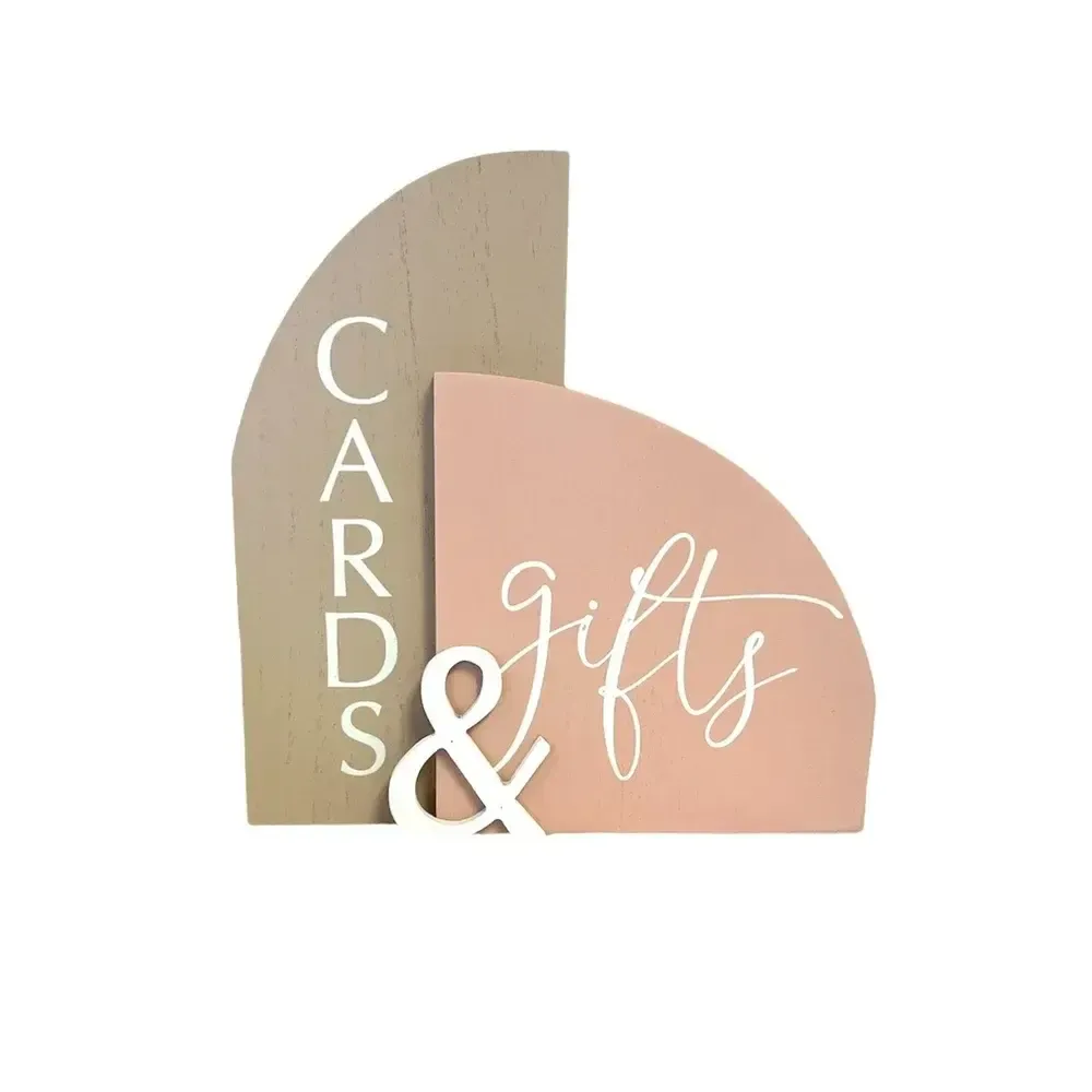 Sign - Cards and Gifts - Arched Blush Pink and Natural Beige