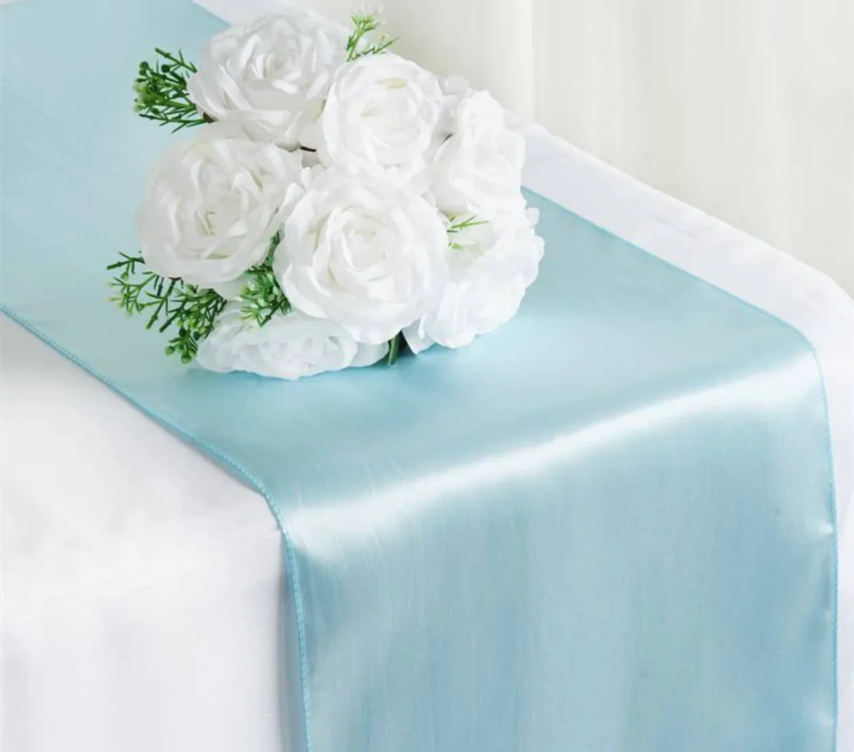 Table Runner 12" x 108" Satin - Light Blue