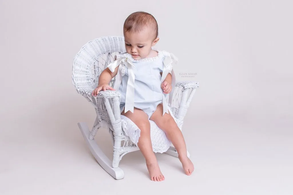 Antique White Wicker Toddler Rocking Chair