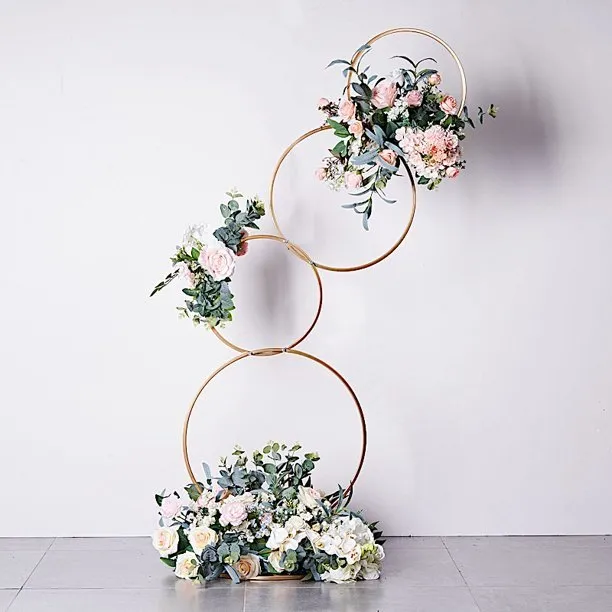 5' Gold Hoop Pillar Flower Stand
