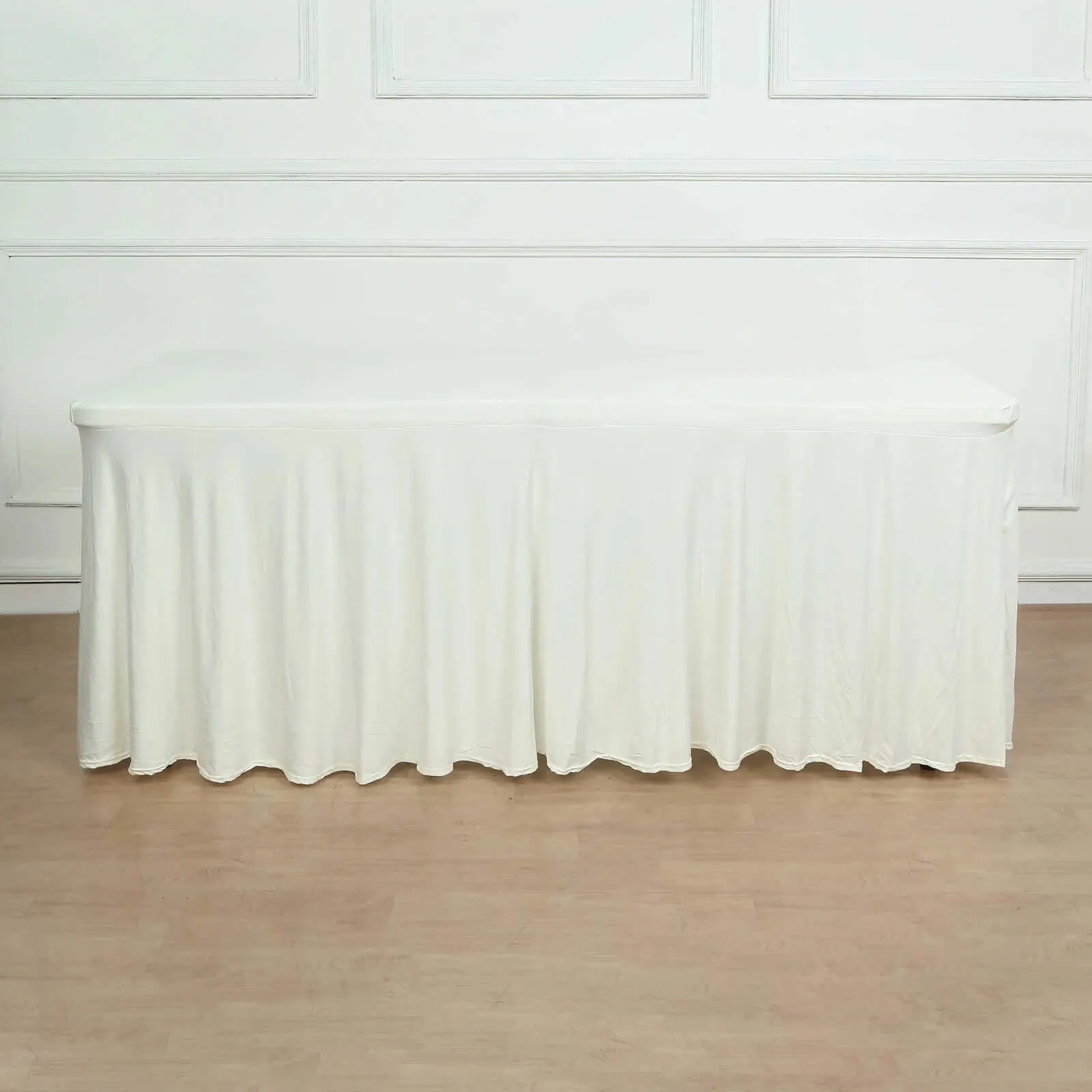 Tablecloth - 8' Spandex Rectangular Wavy - Ivory