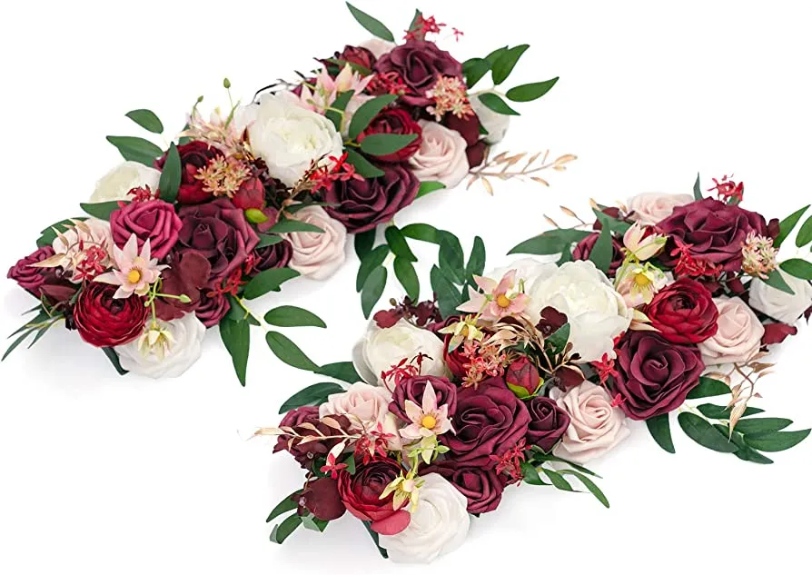 Artificial Floral Arrangement - Blush, Dusty Rose and Marsala