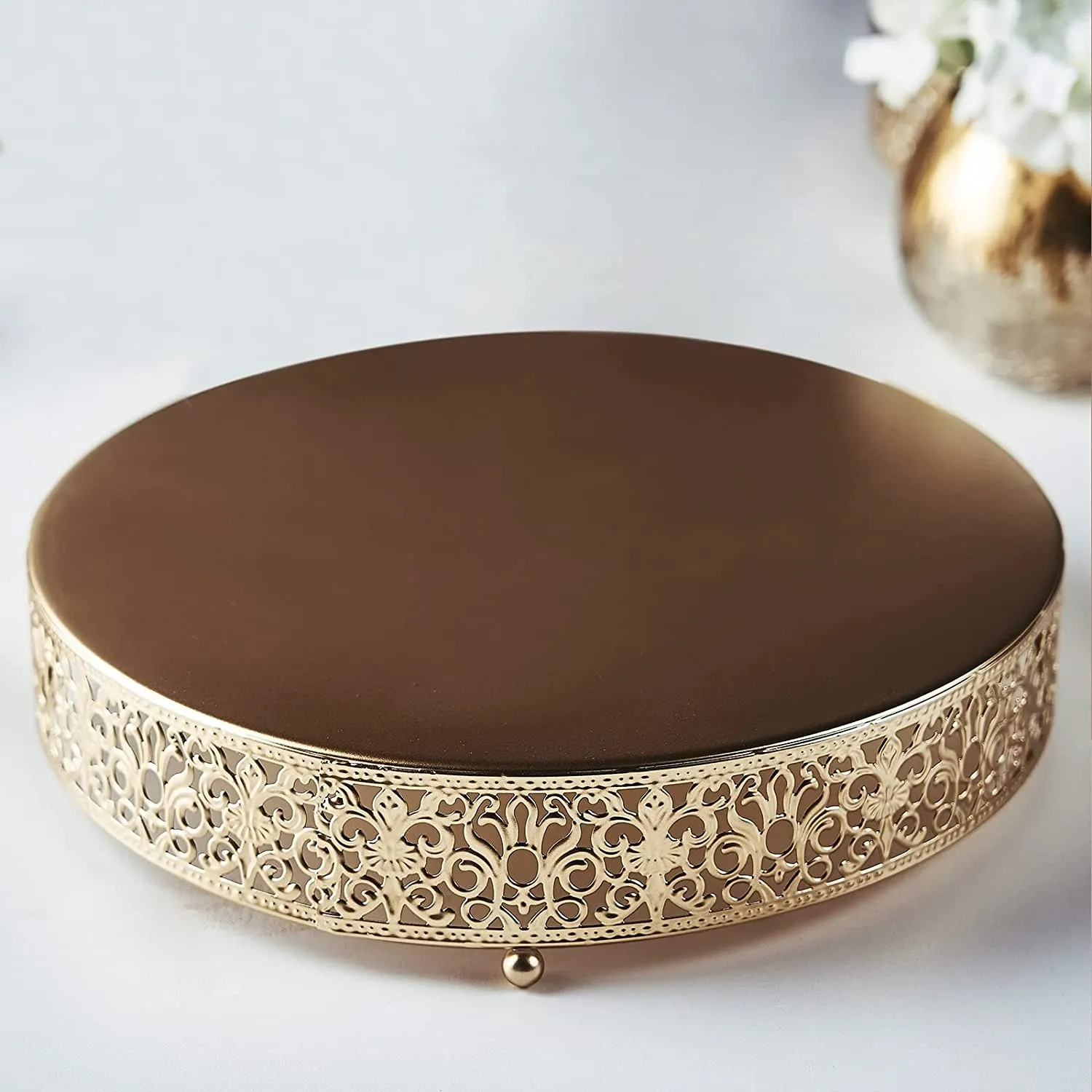 Cake Stand - Gold Lace Pattern