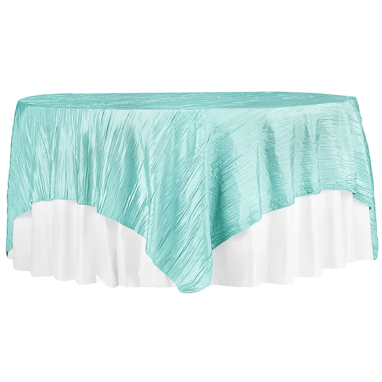 85" Crinkle Taffeta Square Overlay - Turquoise 