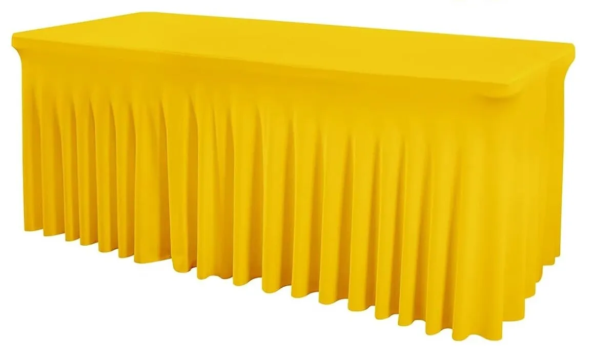 Tablecloth - 6' Spandex Rectangular Wavy - Yellow