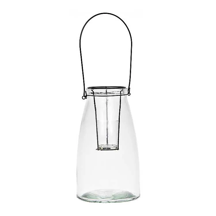 Lantern - Clear Glass with Removable Metal Candle Holder