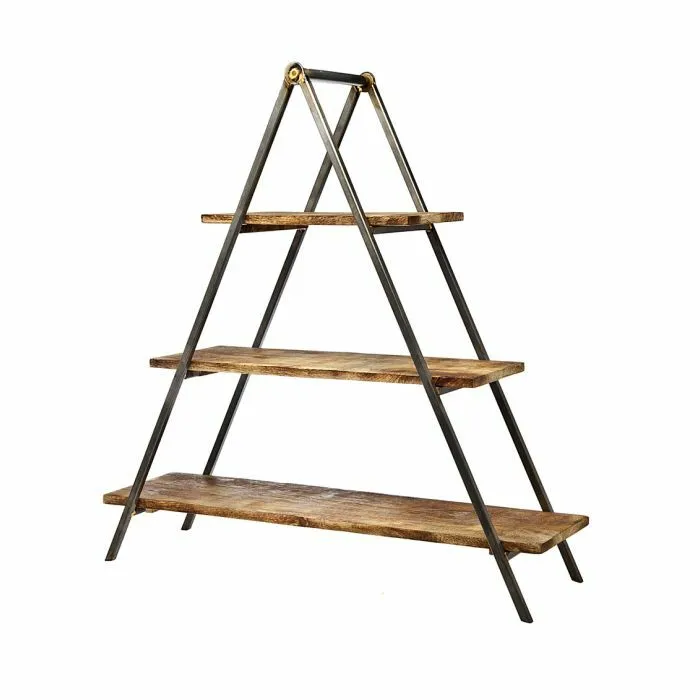 Cupcake or Dessert Stand - 3 Tier Acacia Wood and Metal Stand