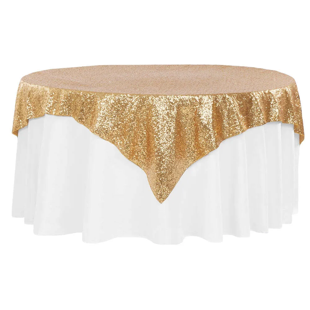 Tablecloth - Square Overlay 72" x 72" Sequin - Gold