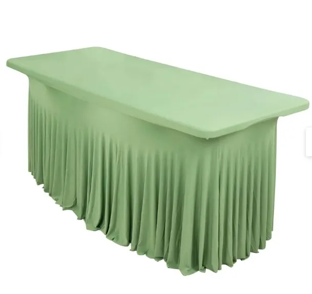 Tablecloth - 6' Spandex Rectangular Wavy - Sage Green