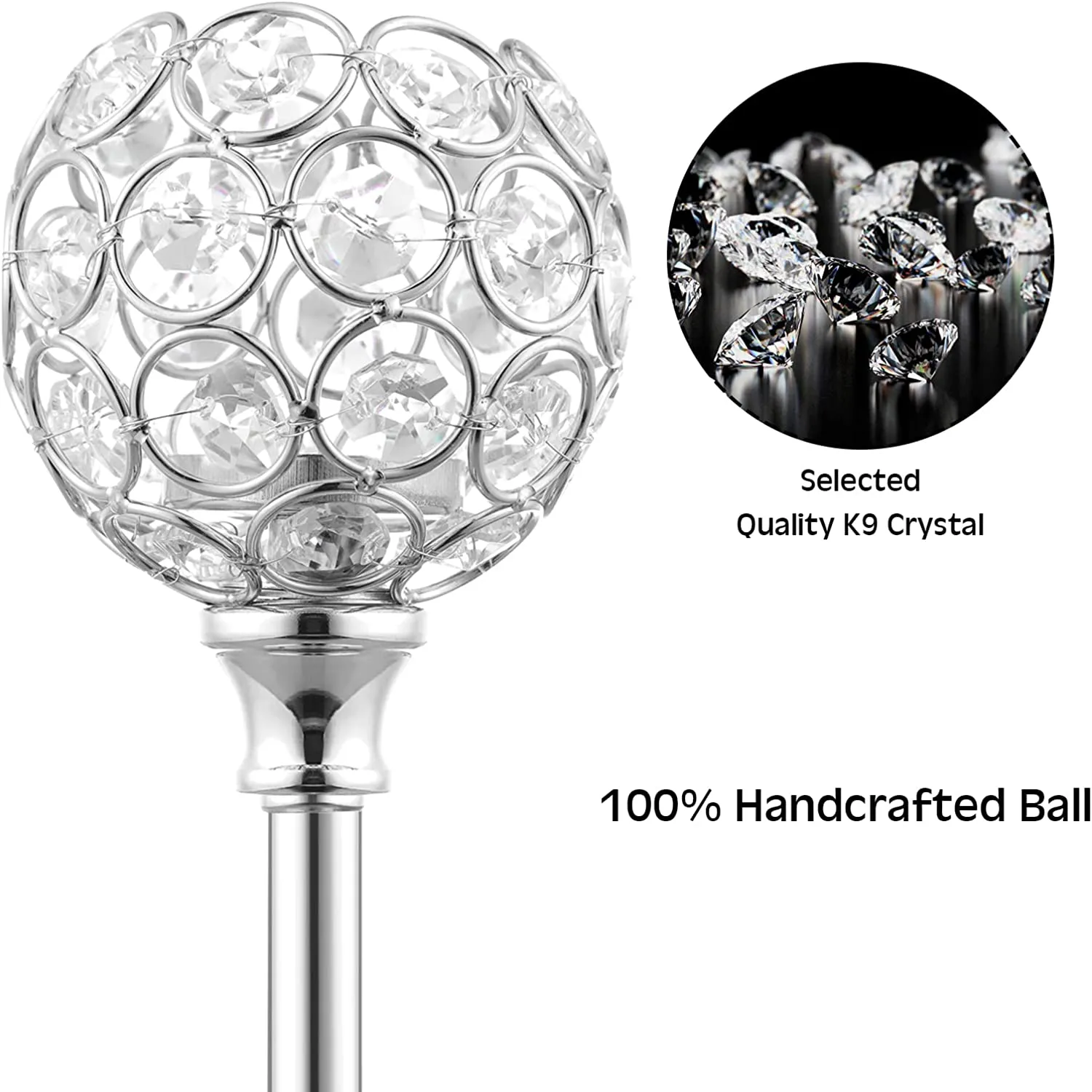 Crystal 8.7" Candle Holder - Silver