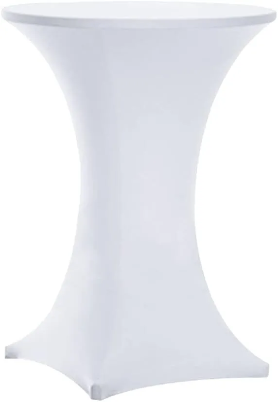 Cocktail Table Cover 32" x 43" Round Spandex Fitted - White