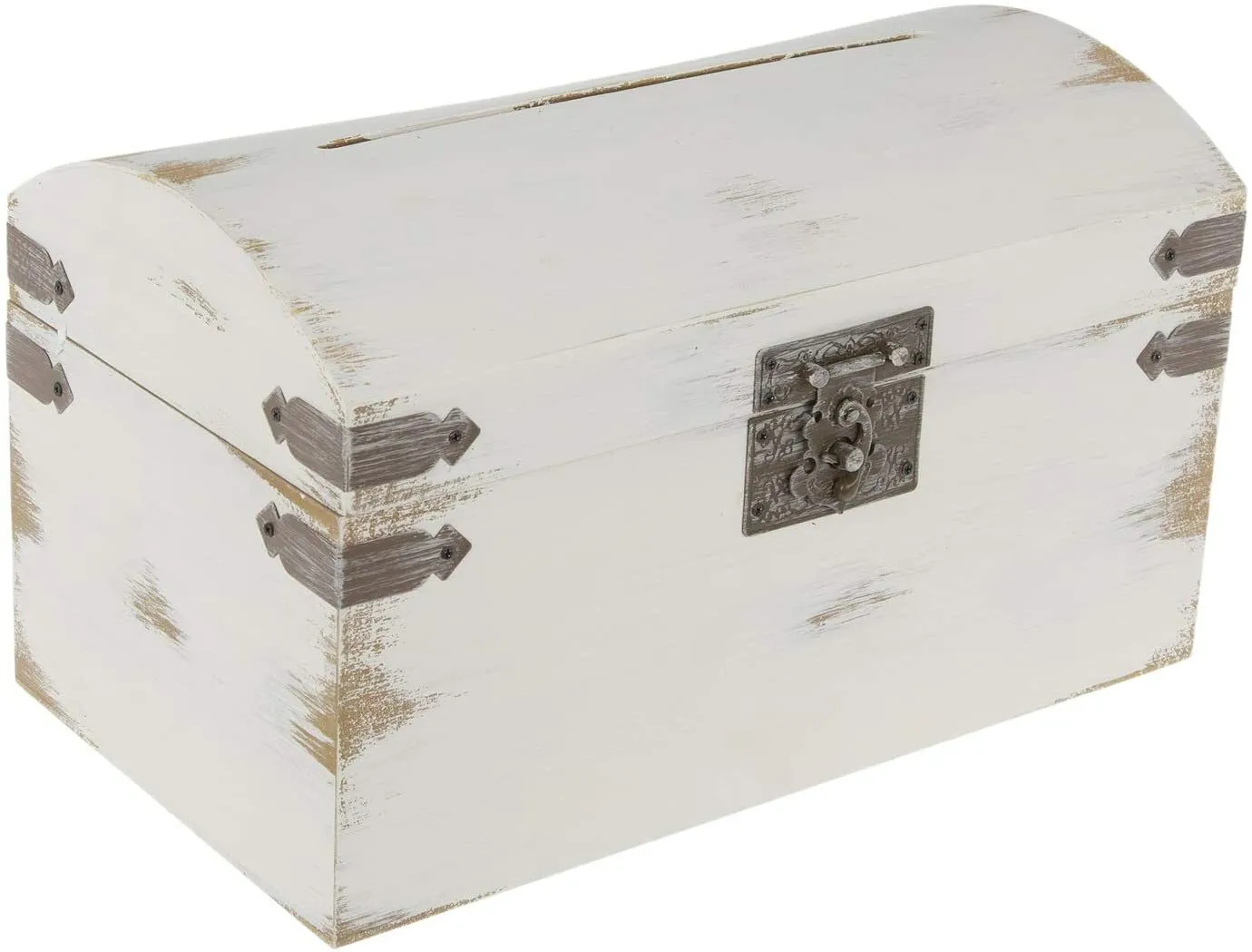 Card Box - Antique White Wooden