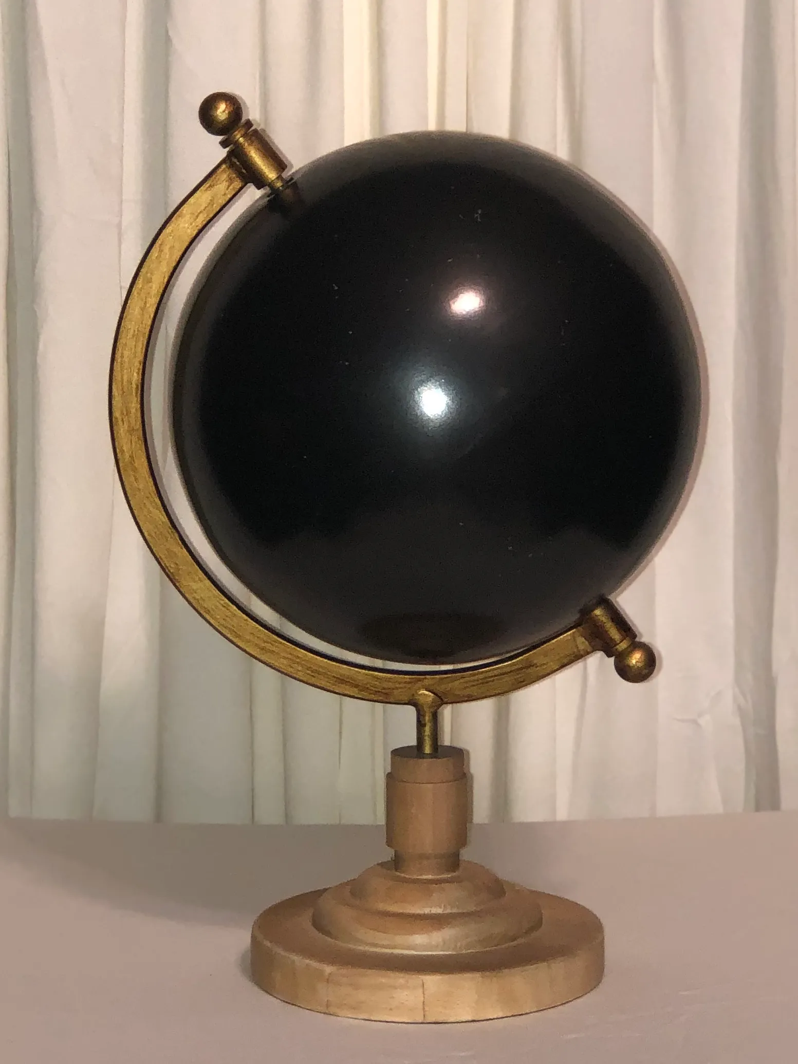 Globe - Black with Gold and Wood Trim