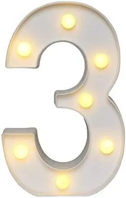 Small LED Marquee Light Up Number 3