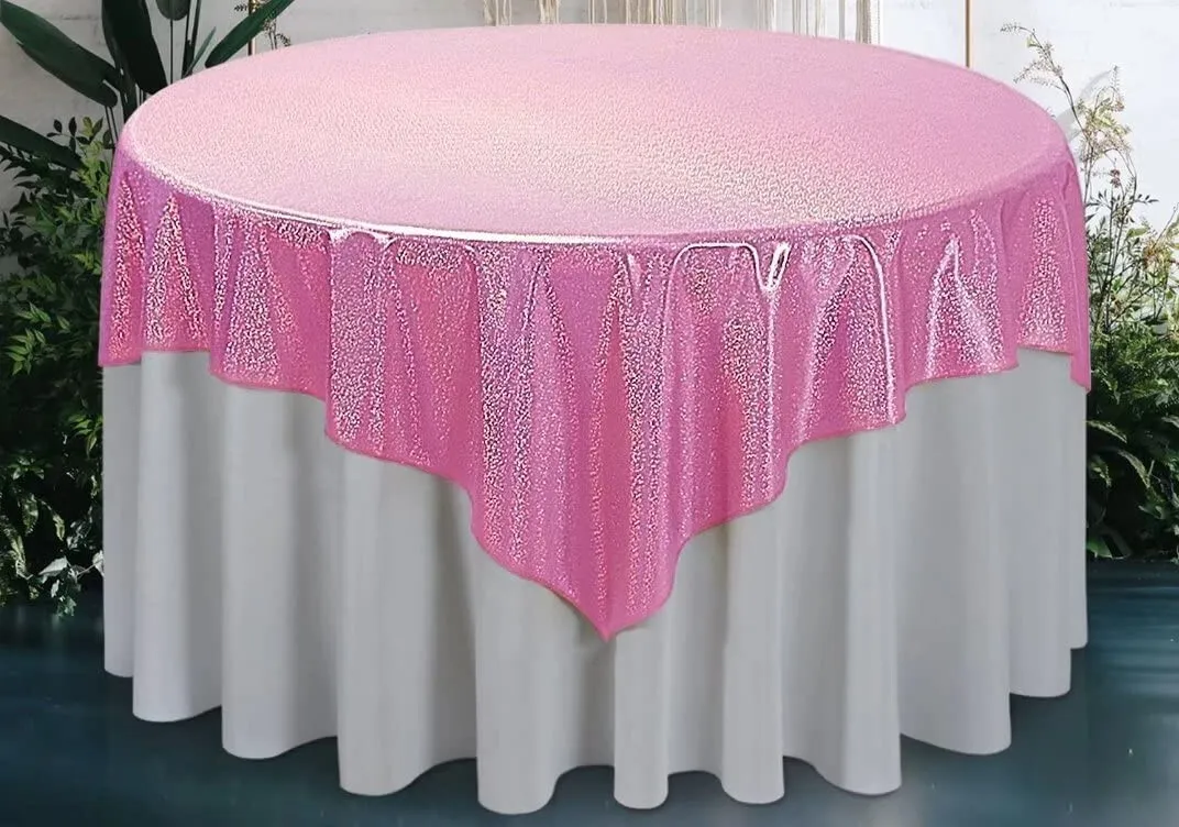 Tablecloth - Square Overlay 54" Sparkle Glitter - Pink