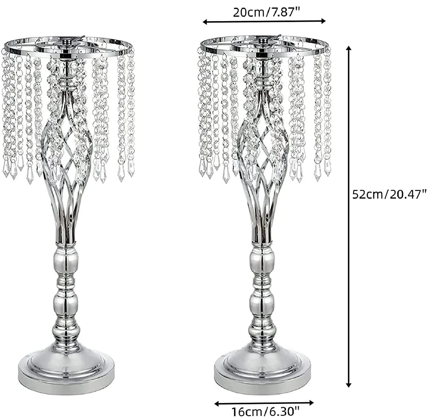 Vase - 20.47" Silver Chandelier Twist Style Vase