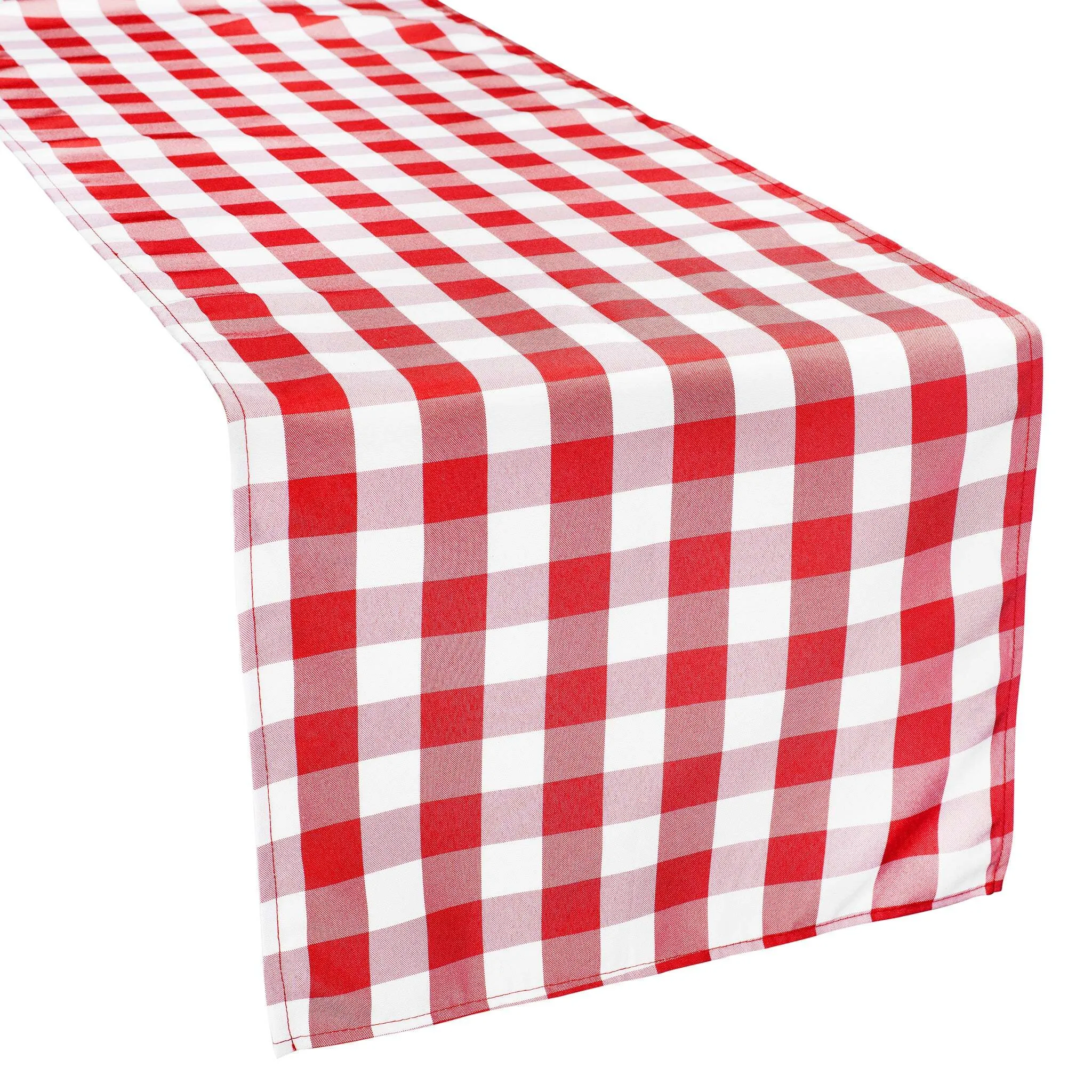 Table Runner 13" x 108" Polyester - Red Gingham Checkered