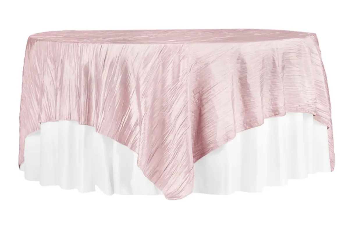 85" Crinkle Taffeta Square Overlay - Pink