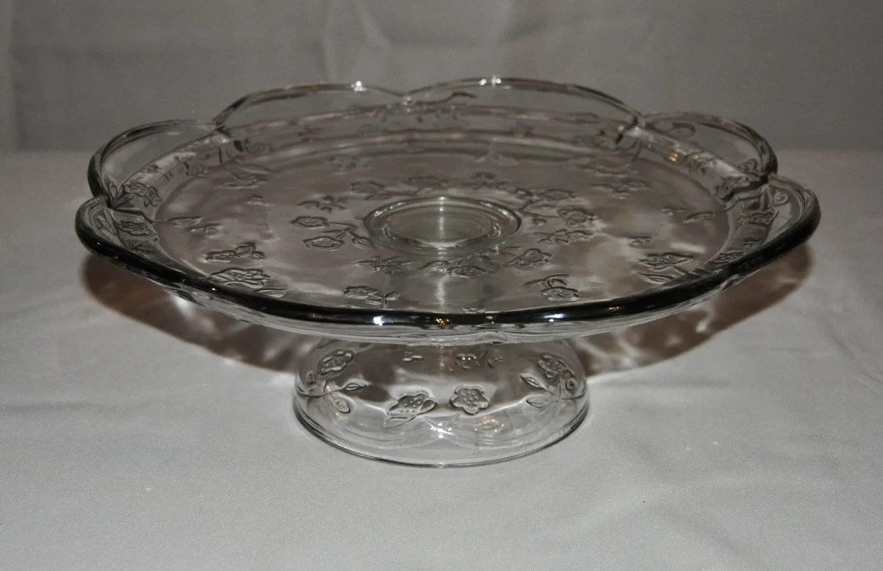 Cake Stand - Glass Floral Accent