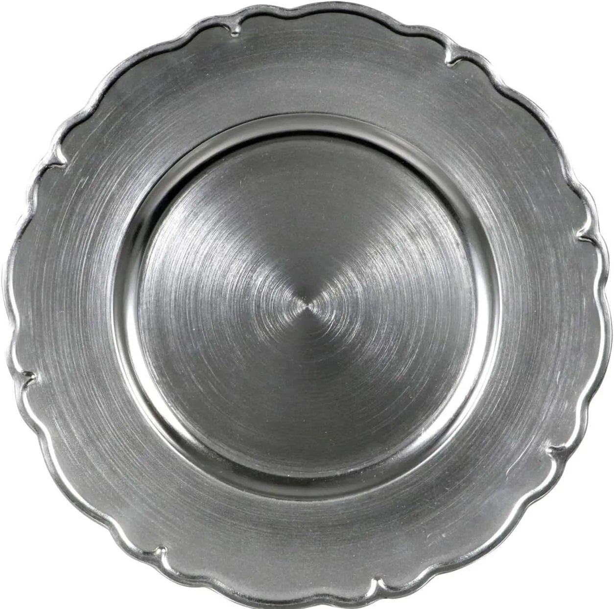 Charger Plate - Silver Scalloped Edge