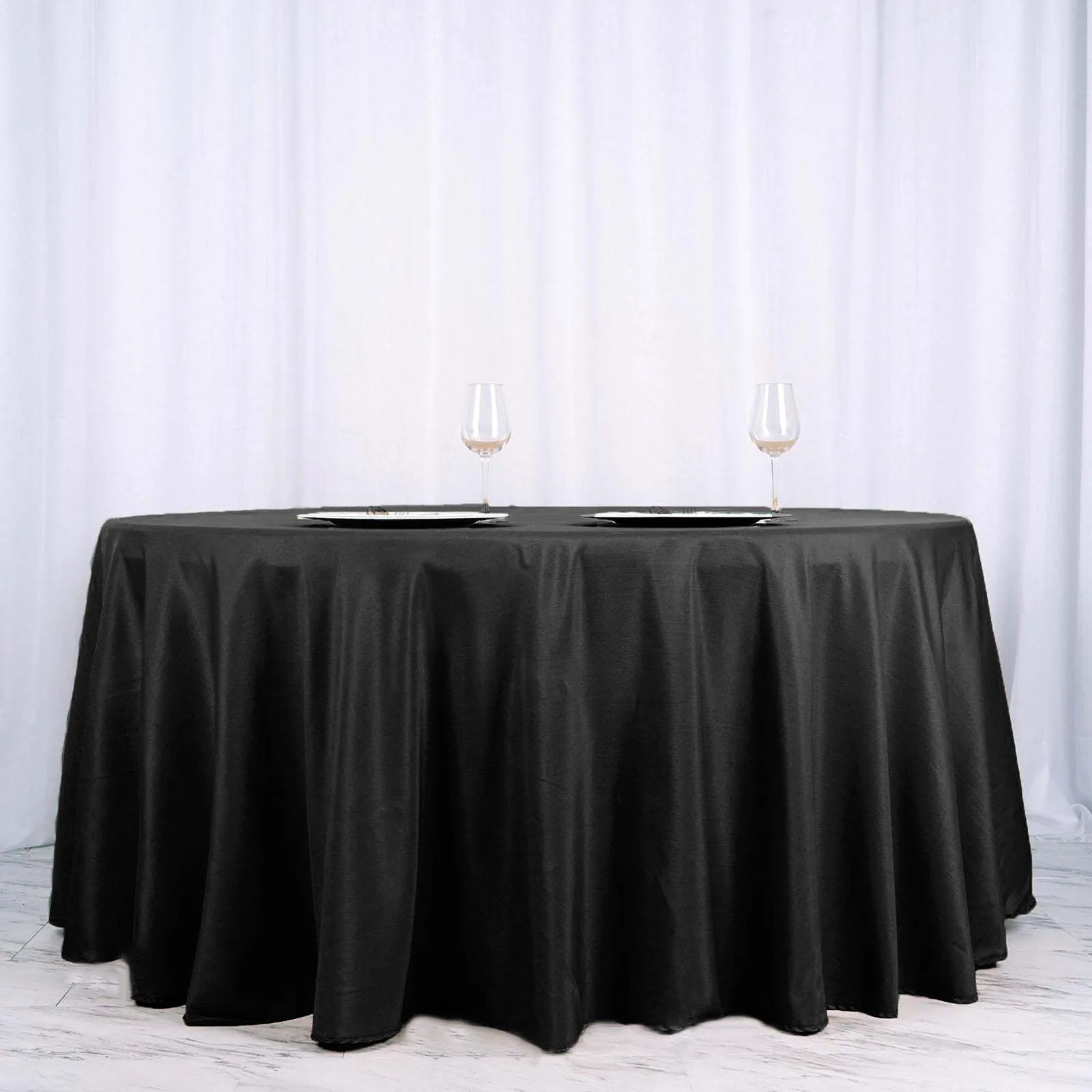 Tablecloth - Round 120" Crushed Taffeta - Black