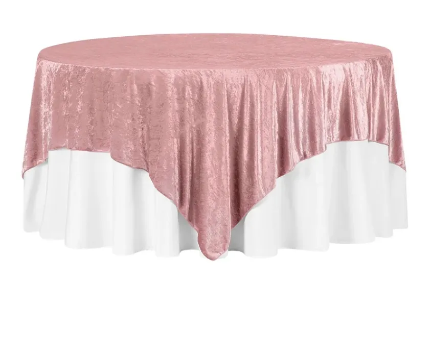 Tablecloth - Square Overlay 85" x 85" Velvet - Dusty Rose