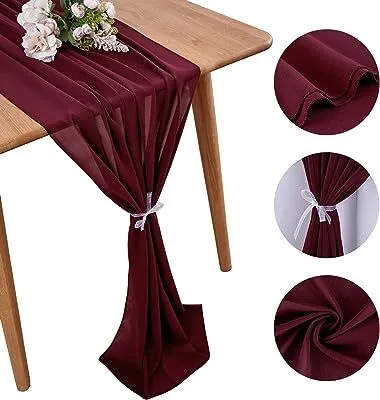 Table Runner 14" x 120" Chiffon - Burgundy